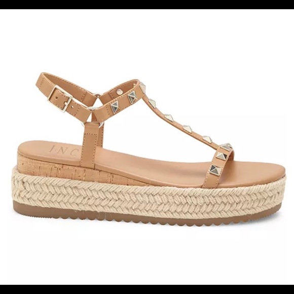 NWT Buckle INC Silvana Studded T-Strap Espadrille Sandal 10 - Picture 2 of 6